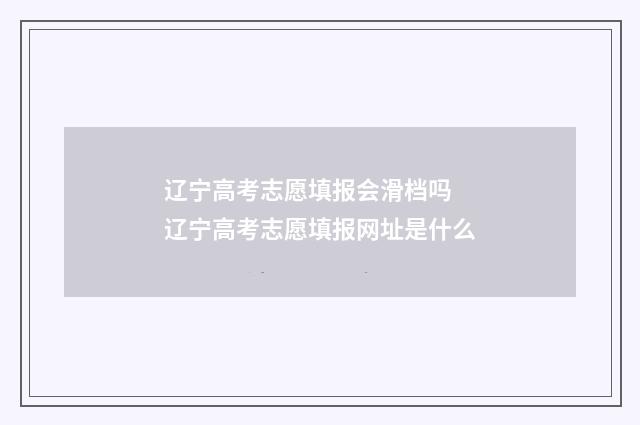 辽宁高考志愿填报会滑档吗 辽宁高考志愿填报网址是什么
