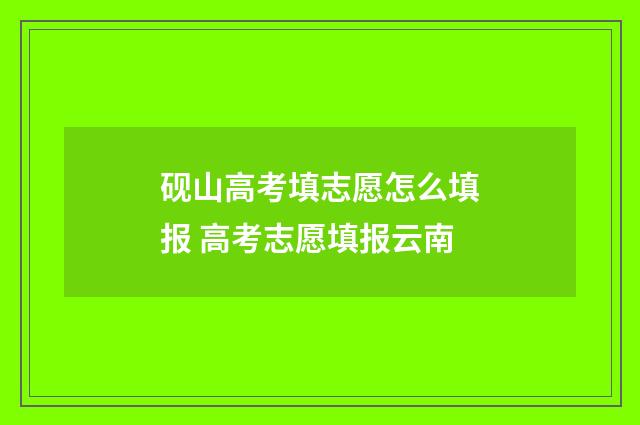 砚山高考填志愿怎么填报 高考志愿填报云南
