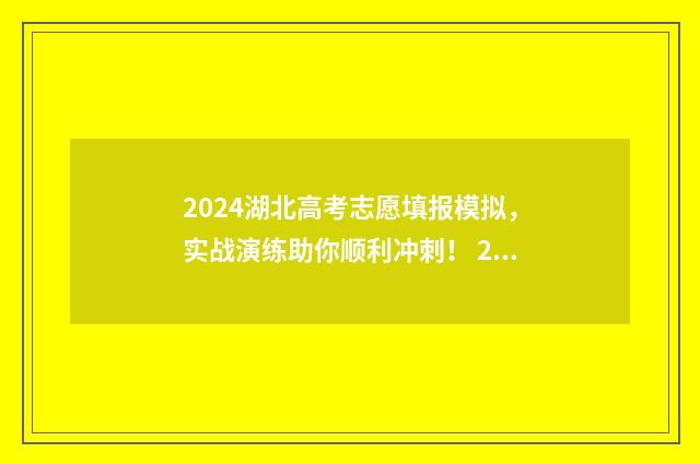 2024湖北高考志愿填报模拟，实战演练助你顺利冲刺！ 2024湖北高考志愿填报书