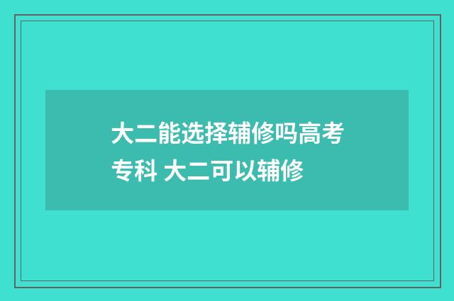 大二能选择辅修吗高考专科 大二可以辅修