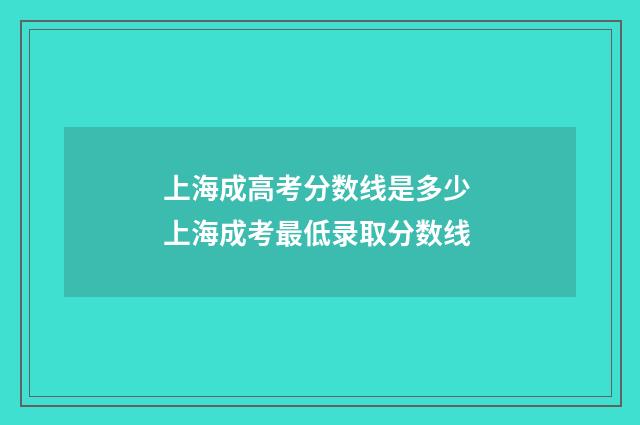 上海成高考分数线是多少 上海成考最低录取分数线