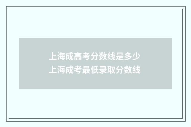 上海成高考分数线是多少 上海成考最低录取分数线