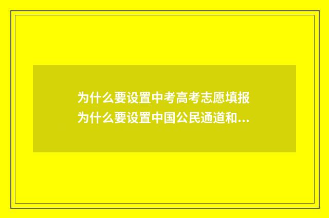为什么要设置中考高考志愿填报 为什么要设置中国公民通道和外国人通道