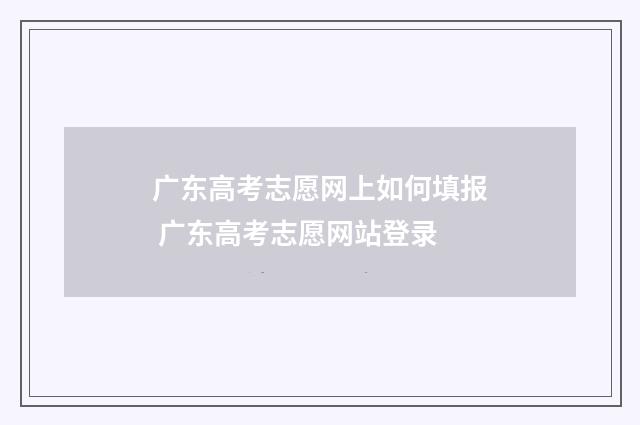 广东高考志愿网上如何填报 广东高考志愿网站登录