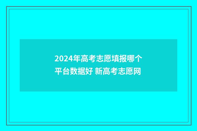 2024年高考志愿填报哪个平台数据好 新高考志愿网