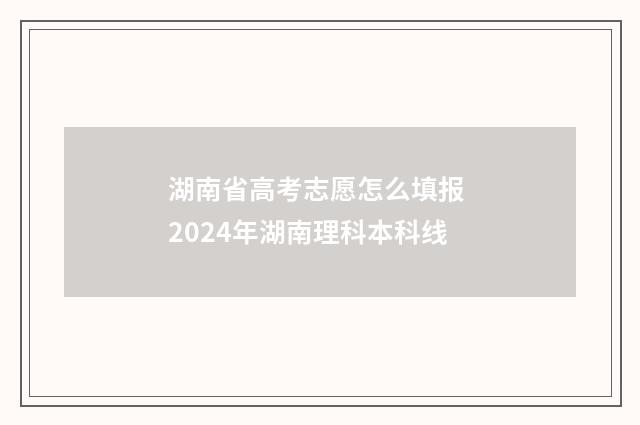 湖南省高考志愿怎么填报 2024年湖南理科本科线