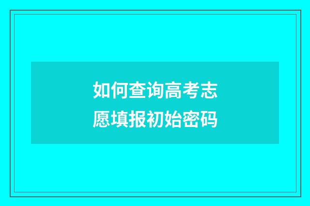 如何查询高考志愿填报初始密码