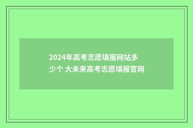 2024年高考志愿填报网站多少个 大未来高考志愿填报官网