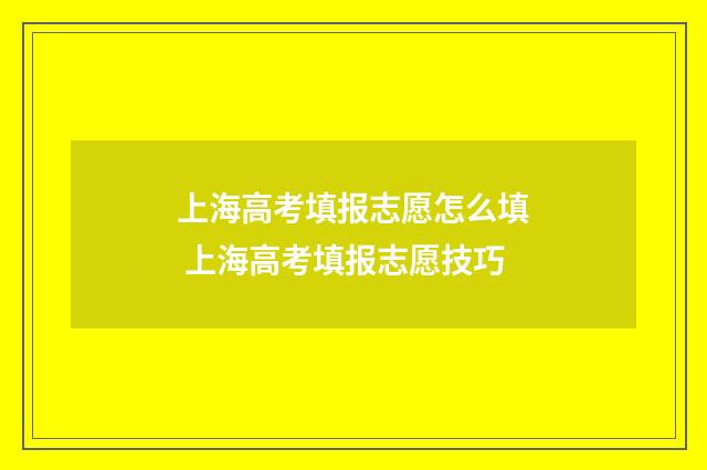 上海高考填报志愿怎么填 上海高考填报志愿技巧
