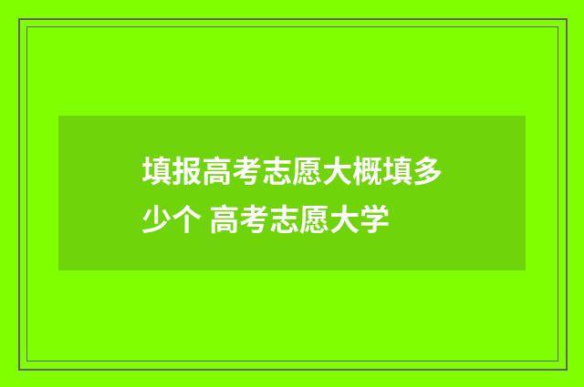 填报高考志愿大概填多少个 高考志愿大学