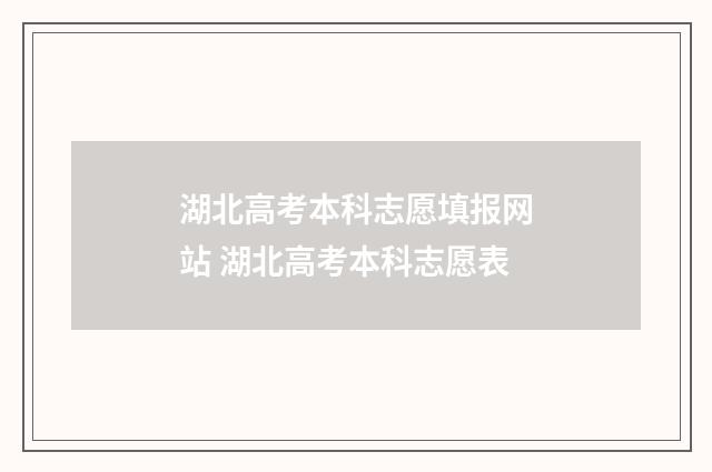 湖北高考本科志愿填报网站 湖北高考本科志愿表