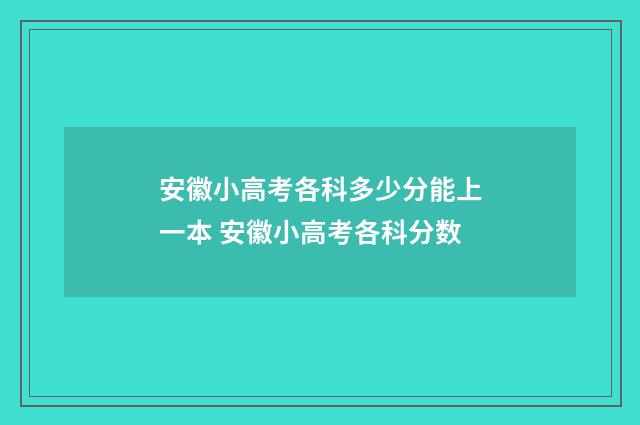安徽小高考各科多少分能上一本 安徽小高考各科分数