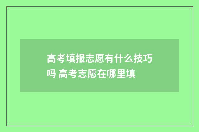 高考填报志愿有什么技巧吗 高考志愿在哪里填