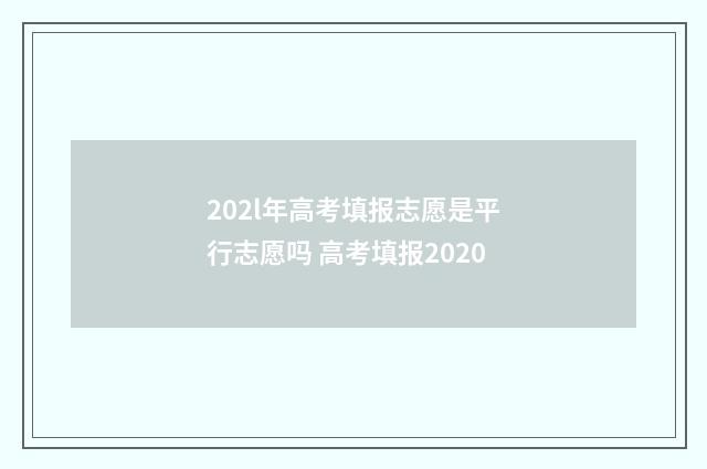 202l年高考填报志愿是平行志愿吗 高考填报2020