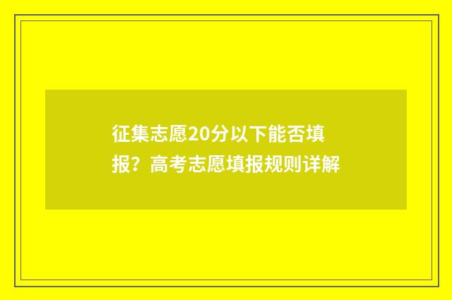 征集志愿20分以下能否填报？高考志愿填报规则详解
