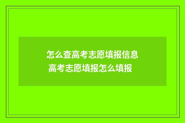 怎么查高考志愿填报信息 高考志愿填报怎么填报