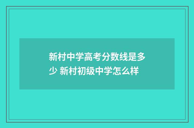 新村中学高考分数线是多少 新村初级中学怎么样