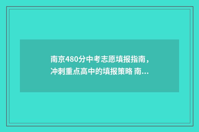 南京480分中考志愿填报指南,冲刺重点高中的填报策略 南京中考484分能上什么学校