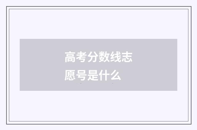 高考分数线志愿号是什么