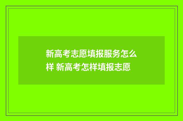 新高考志愿填报服务怎么样 新高考怎样填报志愿