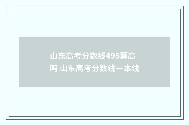 山东高考分数线495算高吗 山东高考分数线一本线