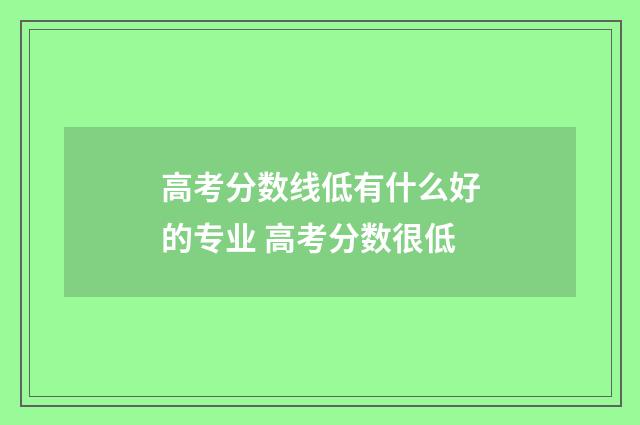 高考分数线低有什么好的专业 高考分数很低