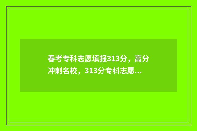 春考专科志愿填报313分，高分冲刺名校，313分专科志愿填报指南 春考专科志愿填报时间山东