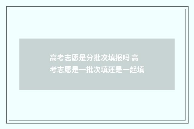 高考志愿是分批次填报吗 高考志愿是一批次填还是一起填