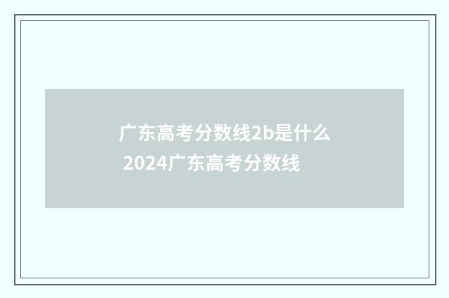 广东高考分数线2b是什么 2024广东高考分数线