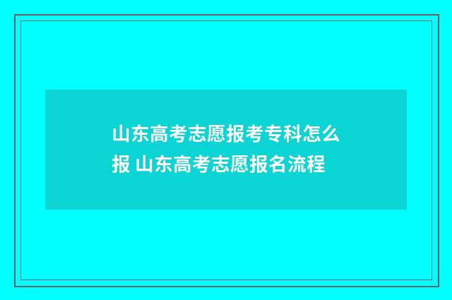 山东高考志愿报考专科怎么报 山东高考志愿报名流程