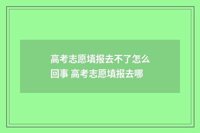 高考志愿填报去不了怎么回事 高考志愿填报去哪