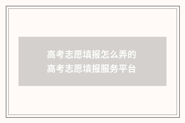 高考志愿填报怎么弄的 高考志愿填报服务平台