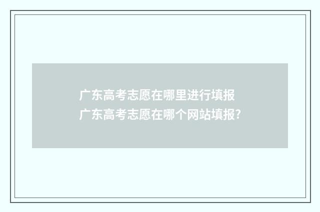 广东高考志愿在哪里进行填报 广东高考志愿在哪个网站填报?