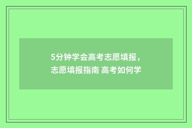 5分钟学会高考志愿填报，志愿填报指南 高考如何学