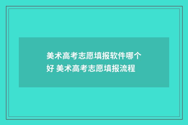 美术高考志愿填报软件哪个好 美术高考志愿填报流程
