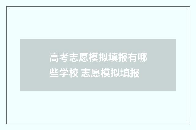 高考志愿模拟填报有哪些学校 志愿模拟填报