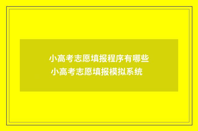小高考志愿填报程序有哪些 小高考志愿填报模拟系统
