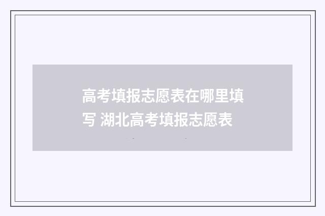 高考填报志愿表在哪里填写 湖北高考填报志愿表