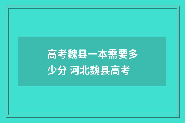 高考魏县一本需要多少分 河北魏县高考