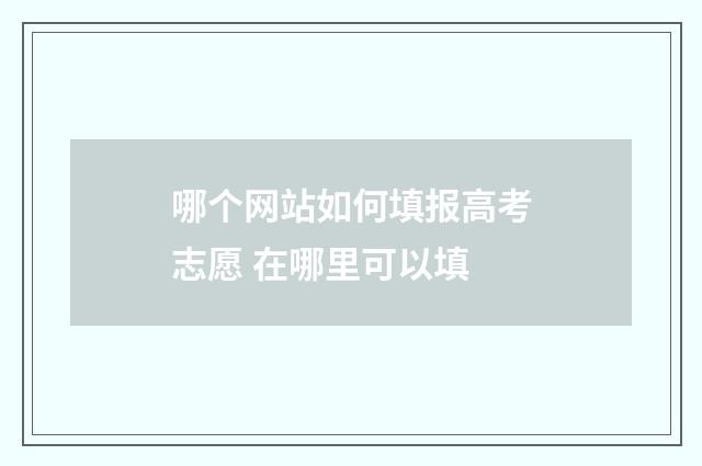 哪个网站如何填报高考志愿 在哪里可以填