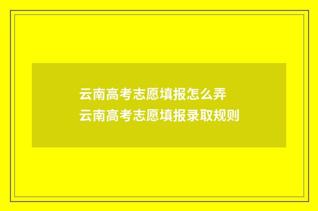 云南高考志愿填报怎么弄 云南高考志愿填报录取规则