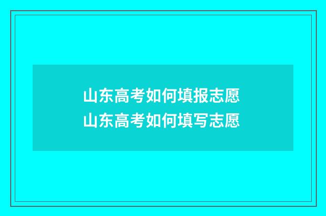 山东高考如何填报志愿 山东高考如何填写志愿