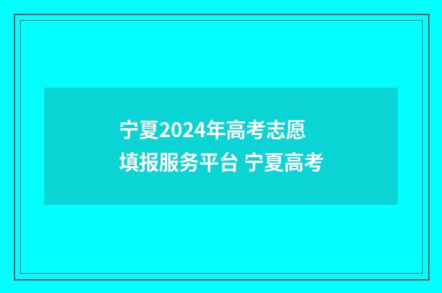 宁夏2024年高考志愿填报服务平台 宁夏高考