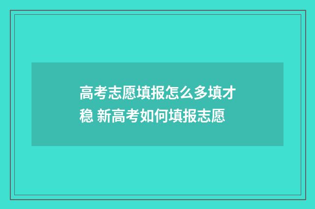 高考志愿填报怎么多填才稳 新高考如何填报志愿