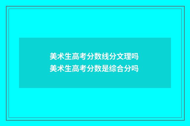 美术生高考分数线分文理吗 美术生高考分数是综合分吗