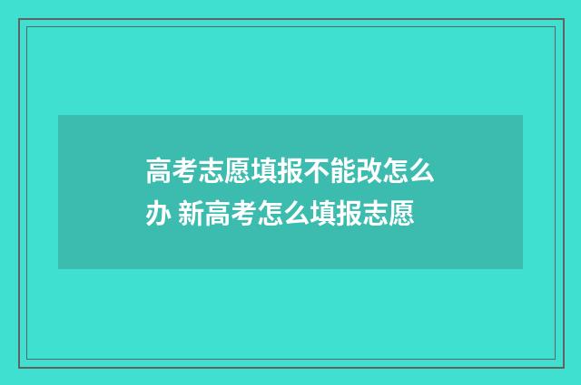 高考志愿填报不能改怎么办 新高考怎么填报志愿