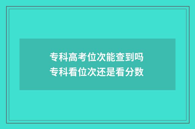 专科高考位次能查到吗 专科看位次还是看分数