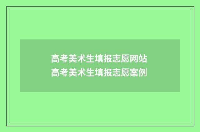 高考美术生填报志愿网站 高考美术生填报志愿案例