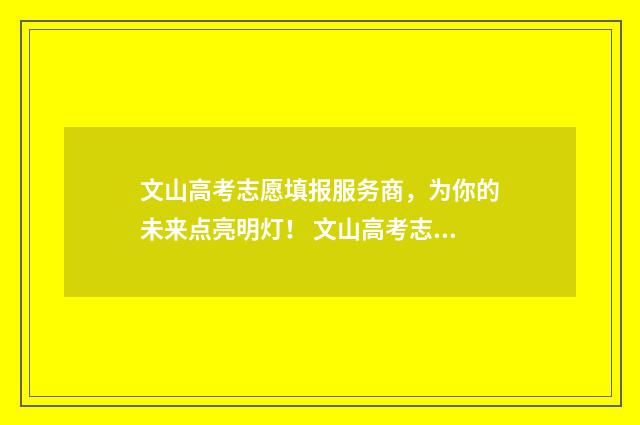 文山高考志愿填报服务商，为你的未来点亮明灯！ 文山高考志愿填报一对一
