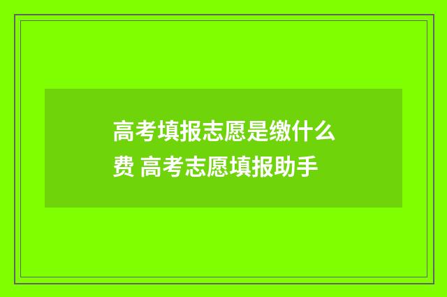 高考填报志愿是缴什么费 高考志愿填报助手